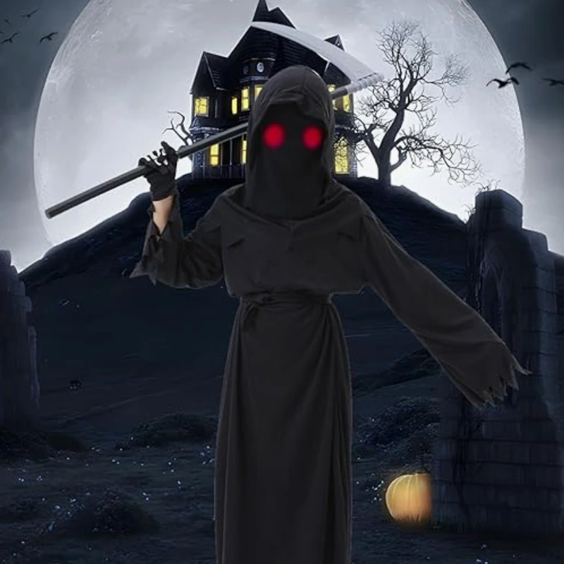 Kids Grim Reaper Role Play Costume with Plastic Scythe